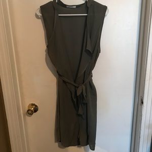 Mod Ref Olive Green Tie Waist Open Military Vest